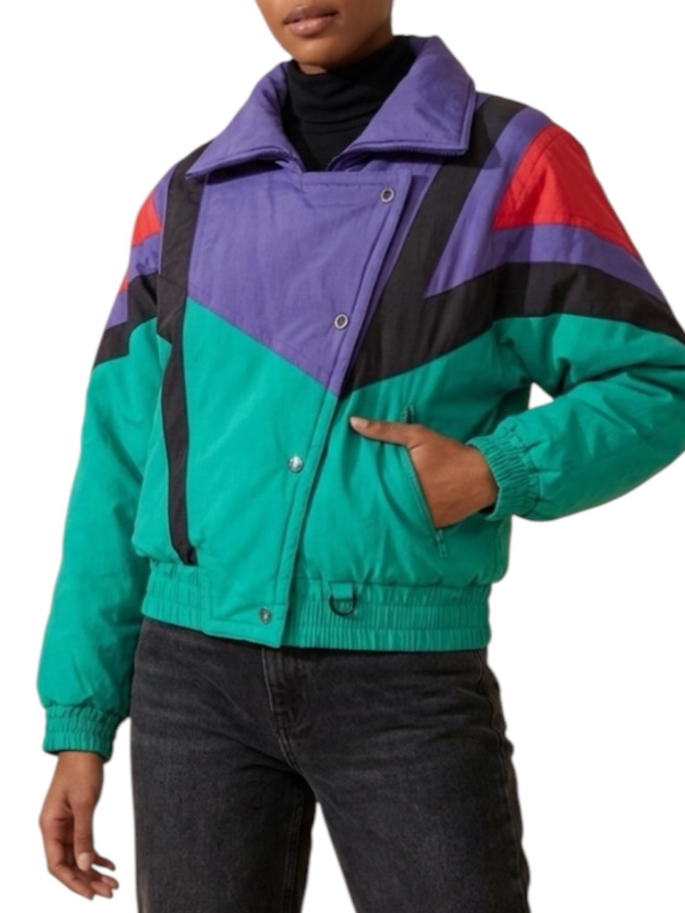 Vintage Andy Johns Multicolor Full Zip Retro 80s 90s Winter Ski Jacket Medium